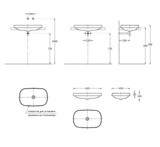Раковина Kerama Marazzi Magica MA.wbi.65\STG 65 см серый камень